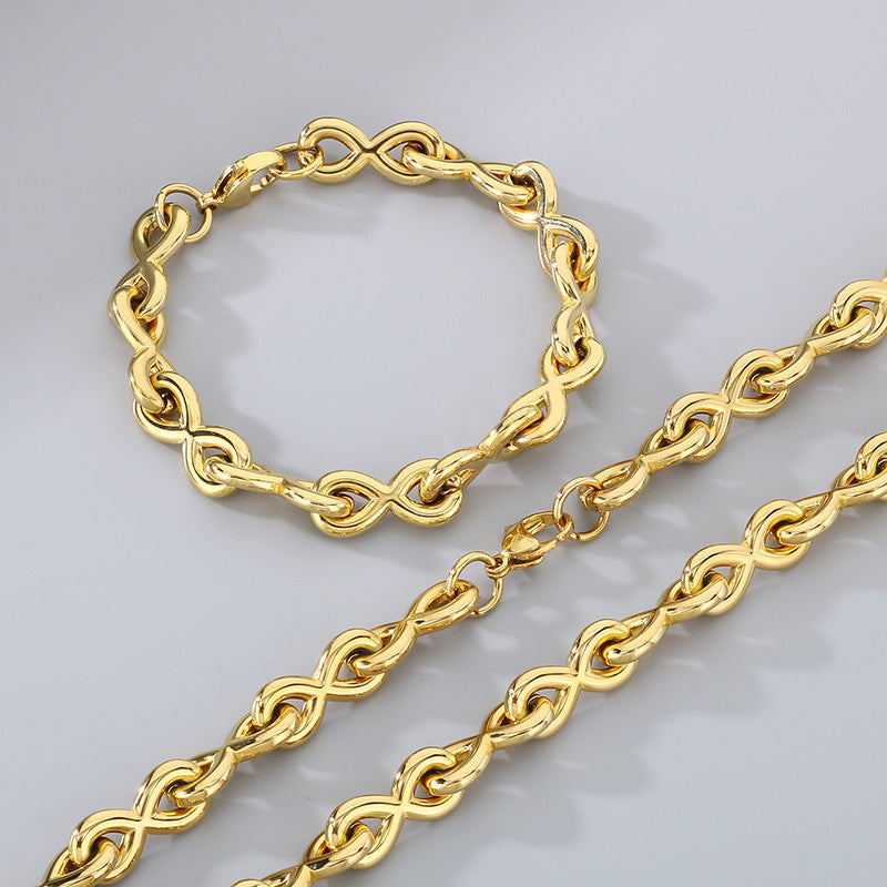 New Fashionable 8 Shape Bracelet And Infinity Necklace Set