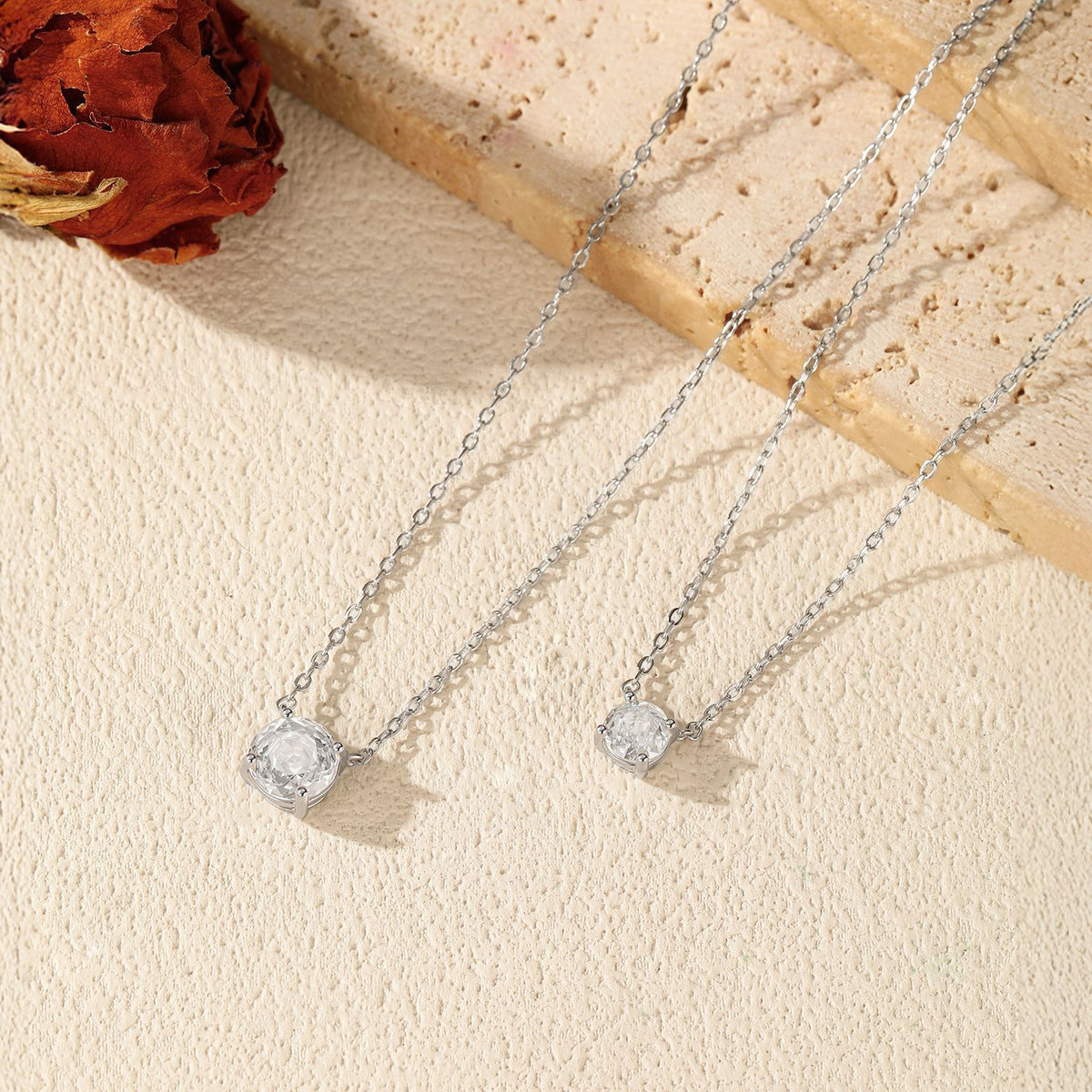 925 Sterling Silver Rose-Cut Zircon Necklace