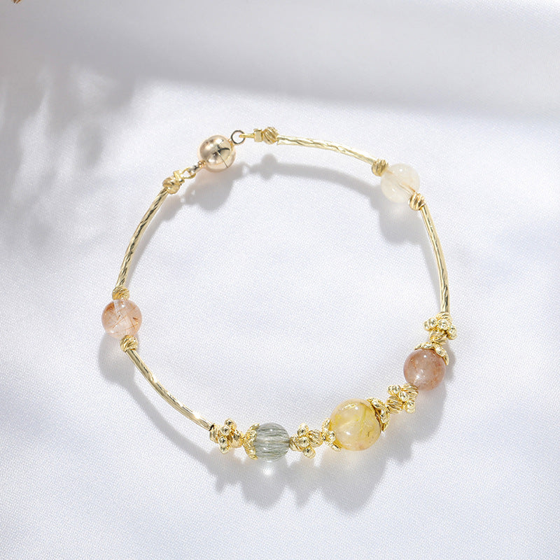 Exquisite Retro Forest Hair Crystal Bracelet for Women, Light Luxury Gift