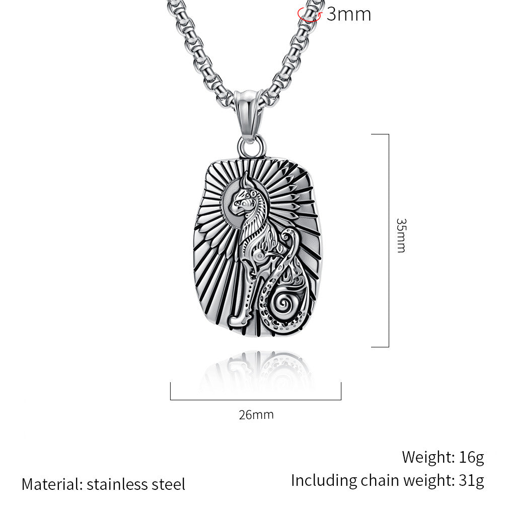 Ancient Egyptian Cat God Necklace Unisex Steel Pendant By Planderful Everyday Genie Bold Protection Statement Streetwear