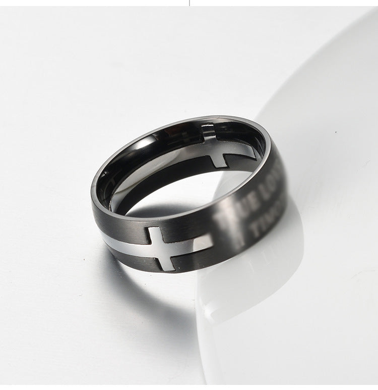 Planderful 2 In 1 Titanium Steel Cross Ring Matte Brushed For Men Everyday Genie Jewelry