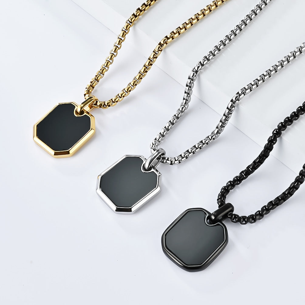 Planderful Titanium Steel Necklace Geometric Square Design For Streetwear Enthusiasts And Everyday Wear