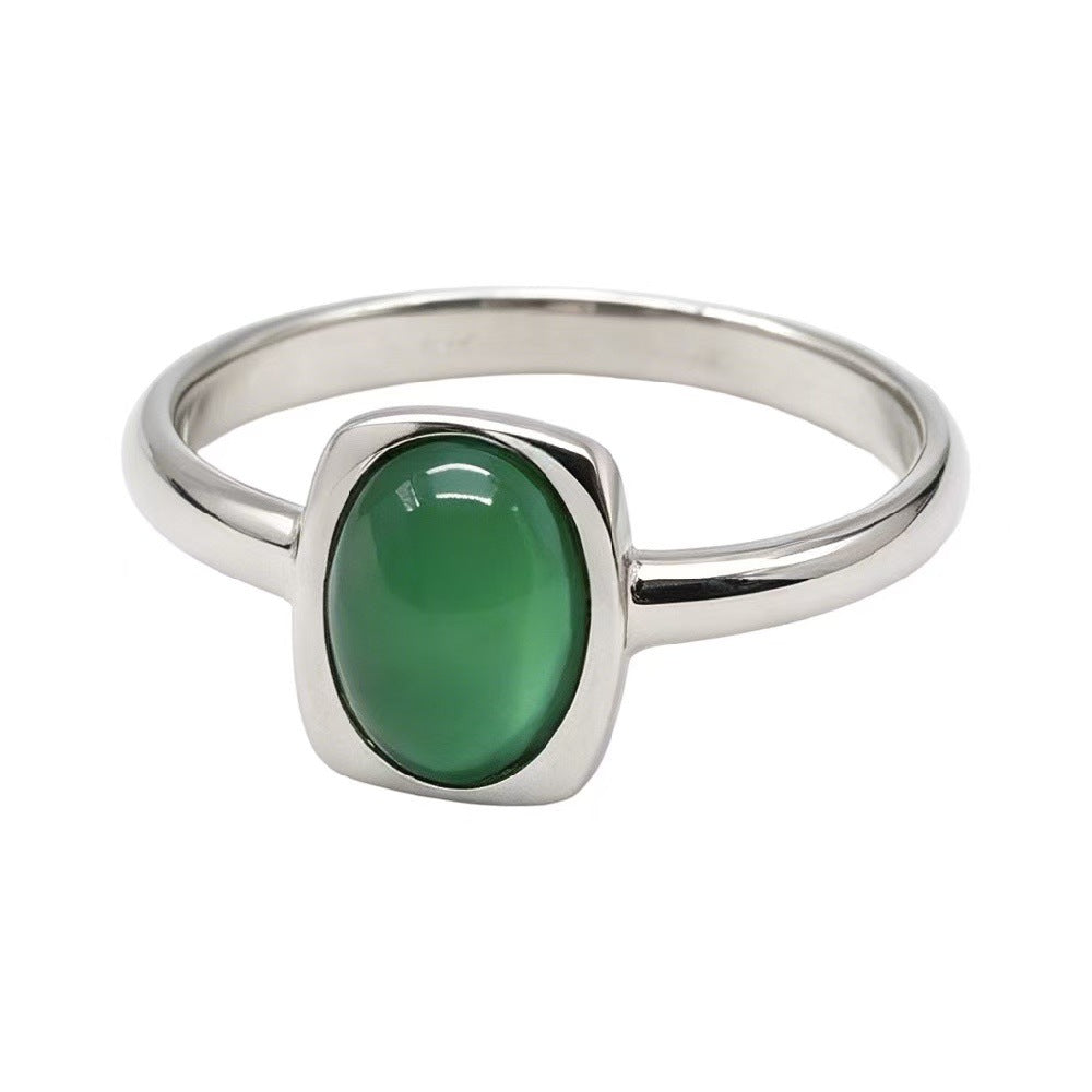 Colored Stone Titanium Steel Ring