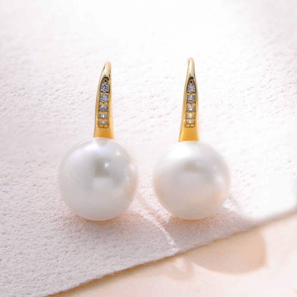 Planderful S925 Silver Pearl Earrings With Micro Inlaid Zircon Elegant Lightweight Luxury For Fashionable Women