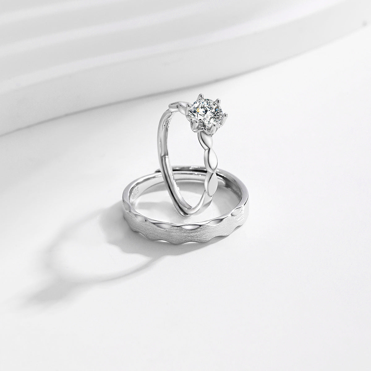 Planderful Everyday Genie S925 Sterling Silver Couple Ring for Life – Simple Brushed Korean Style Gift