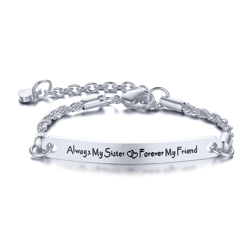 Stainless Steel Bending Plate Corrosion English Bracelet Steel Lady Jewelry Wholesale