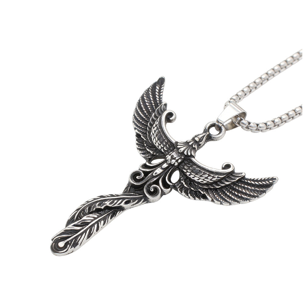 Personalized Retro Phoenix Titanium Steel Pendant With Protection Statement For Unisex Style By Planderful Now