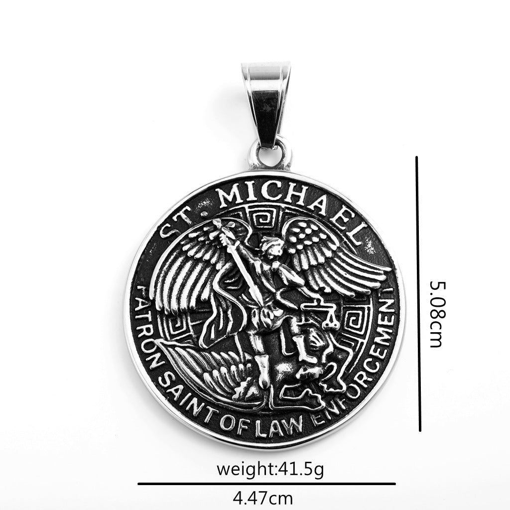 Vintage Angel Stainless Steel Men's Pendant Necklace