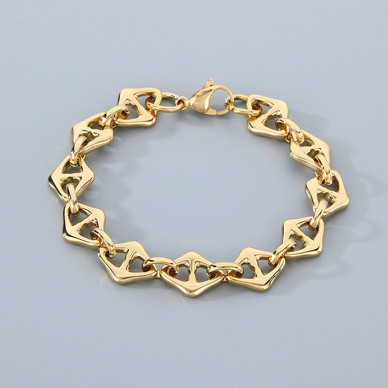 Planderful Unisex Titanium Stainless Steel Rhombus Bracelet