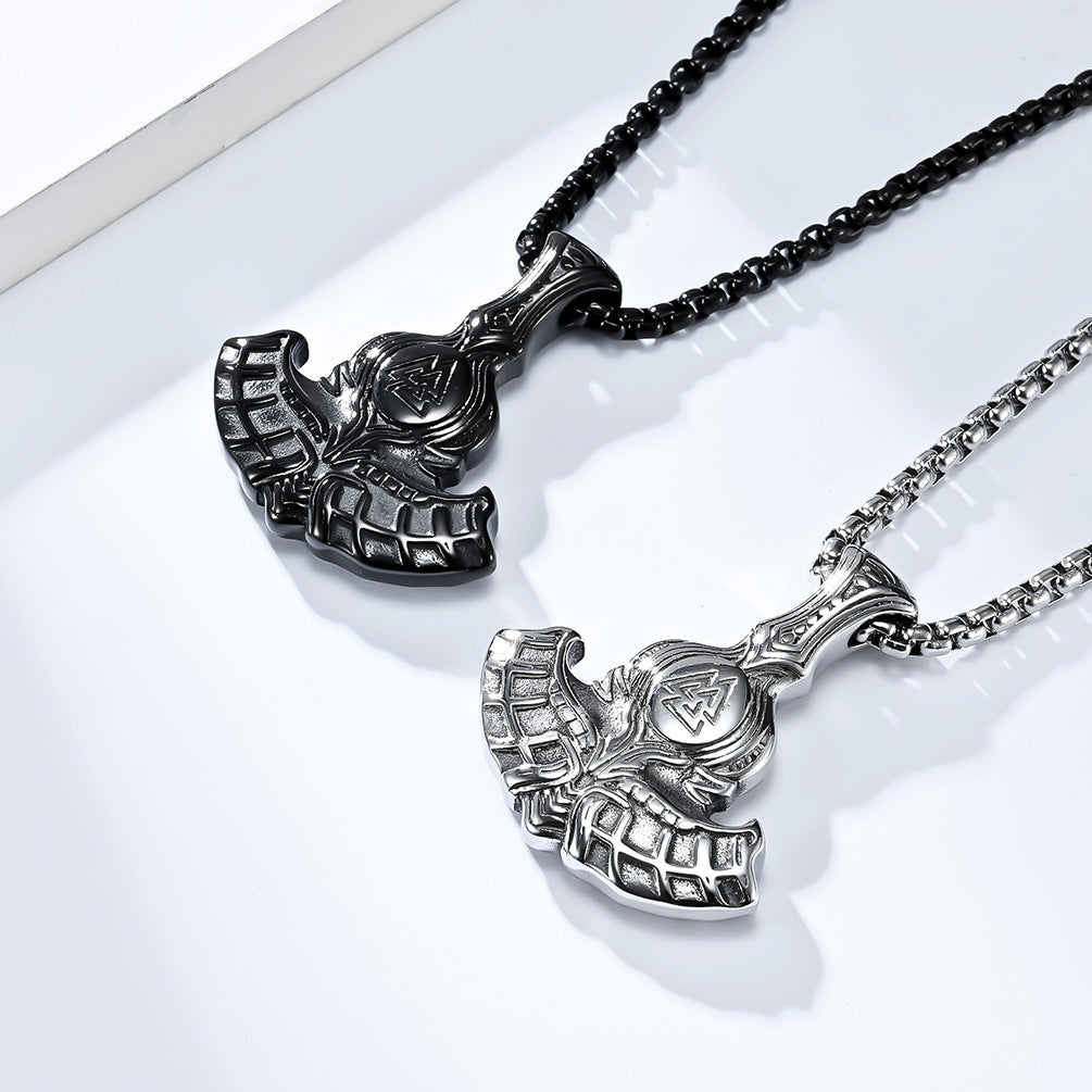 Planderful Viking Odin Tomahawk Necklace For Men Stainless Steel Pendant Durable Retro Style Everyday Genie Collection