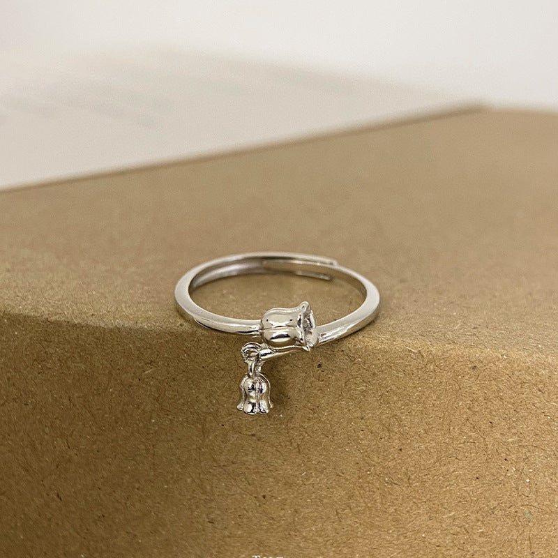 S925 Sterling Silver Lily of the Valley Ring — Adjustable