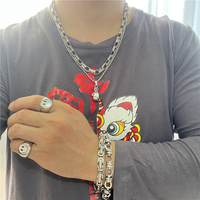 Personalized Titanium Steel Boxing Gloves Pendant Necklace for Men - Trendy Retro Design