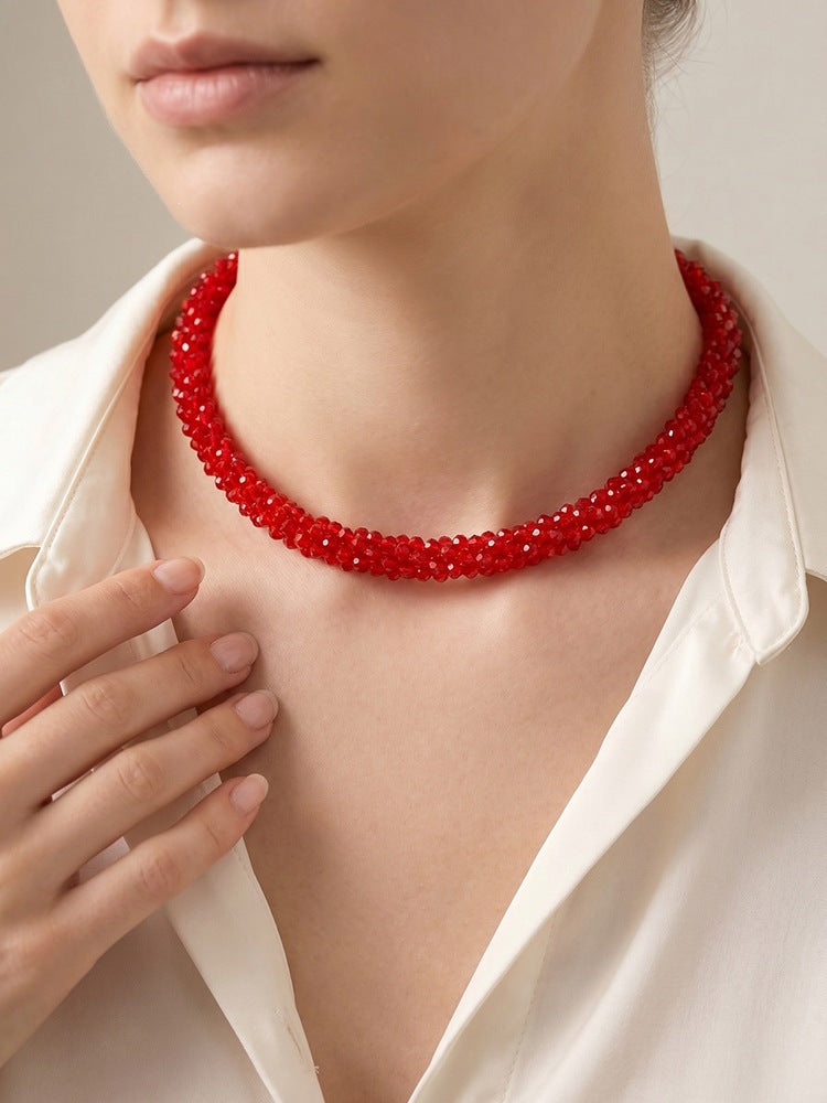 Ladies Dopamine Crystal Beaded Necklace Daily With Sweet Girly Clavicle Chain