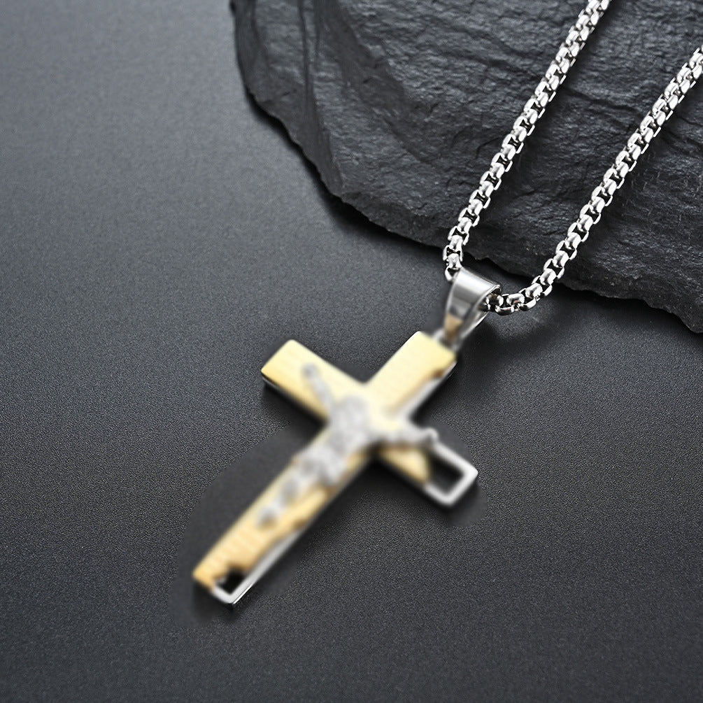 European and American Style Titanium Steel Cross Necklace