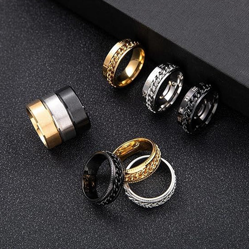Planderful Everyday Genie Durable Titanium Steel Rings Set for Men and Couples Unisex Trendy Wedding Bands
