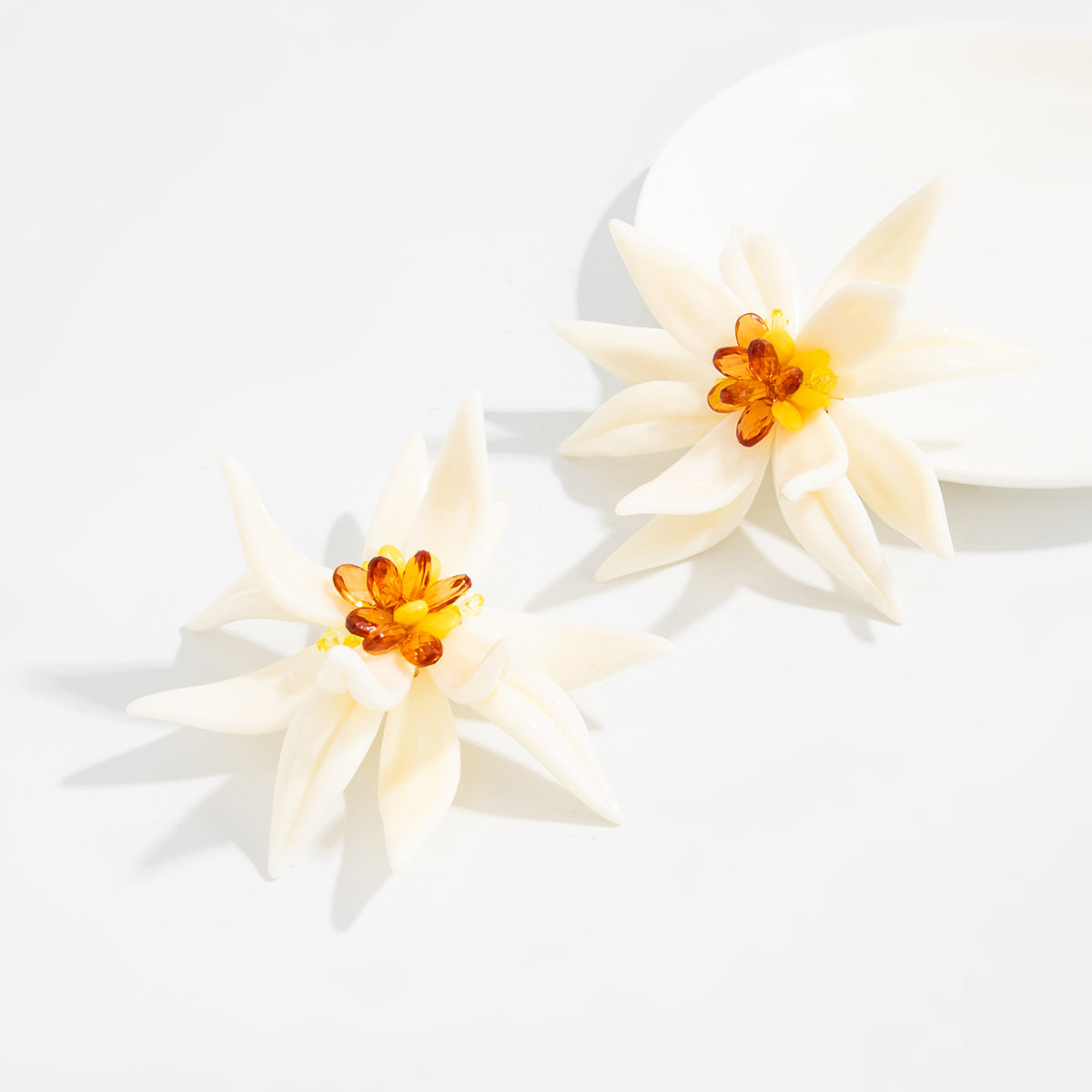 Planderful Vienna Verve Flower Earrings Exaggerated Three Dimensional Large Petal Statement Jewelry for Women
