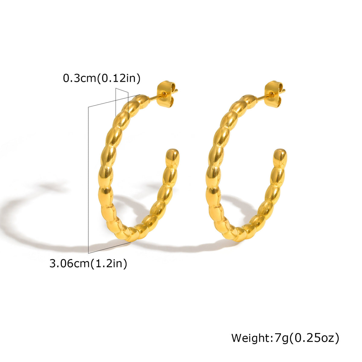 Gold-Tone Textured Open Hoop Earrings