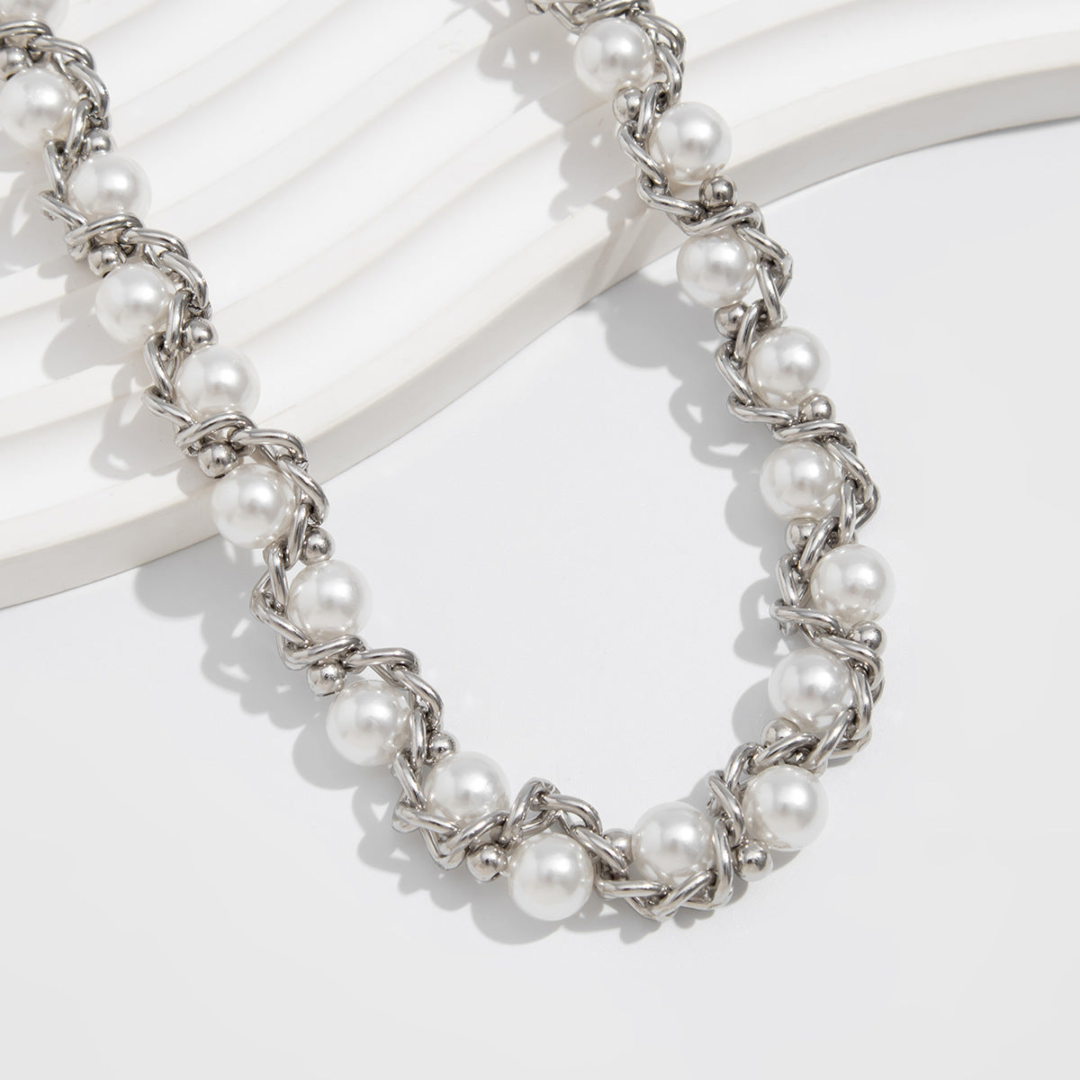 European and American necklace cross-border simple chain winding imitation pearl necklace, temperament business beaded items jewelry women