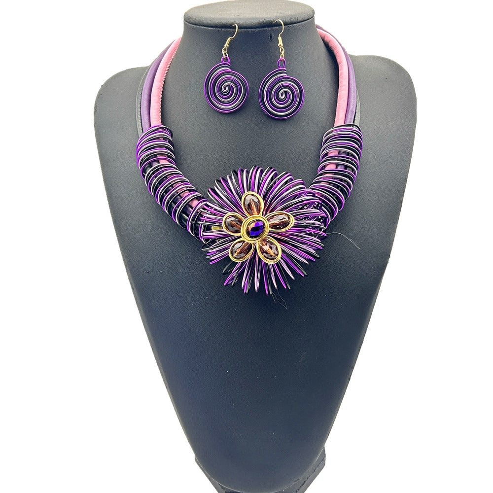 Aluminum Flower Handmade Necklace Set - Savanna Rhythms Collection