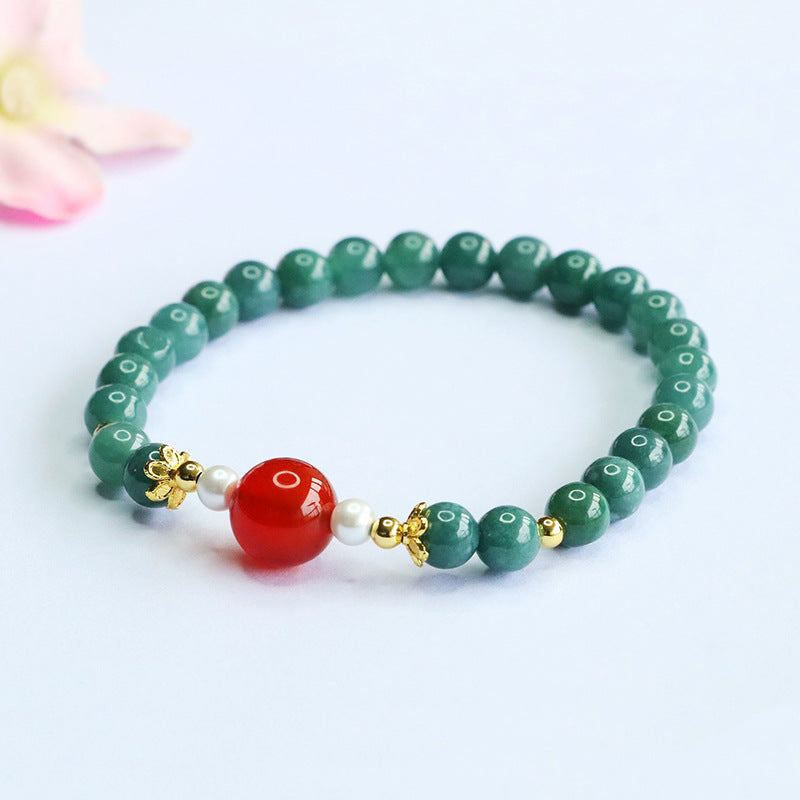 Blue Water Jadeite Agate 6 mm Beaded Bracelet
