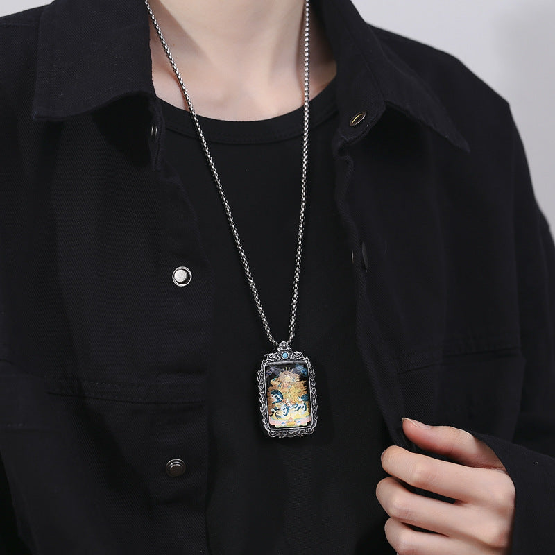 Steel Necklace - Elegant Thangka Dorje Pendant