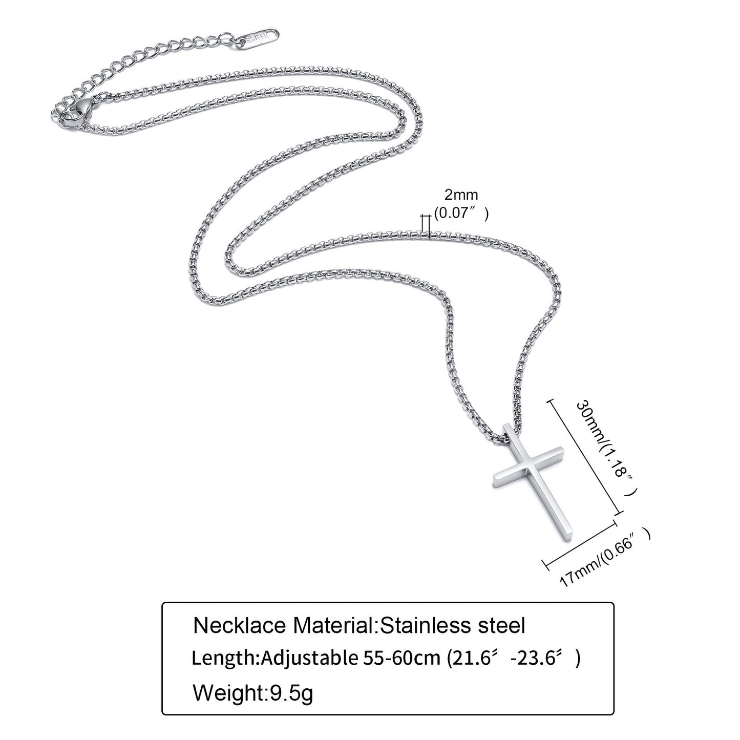 Stainless Steel Bare Cross Pearl Chain Necklace for Men and Women