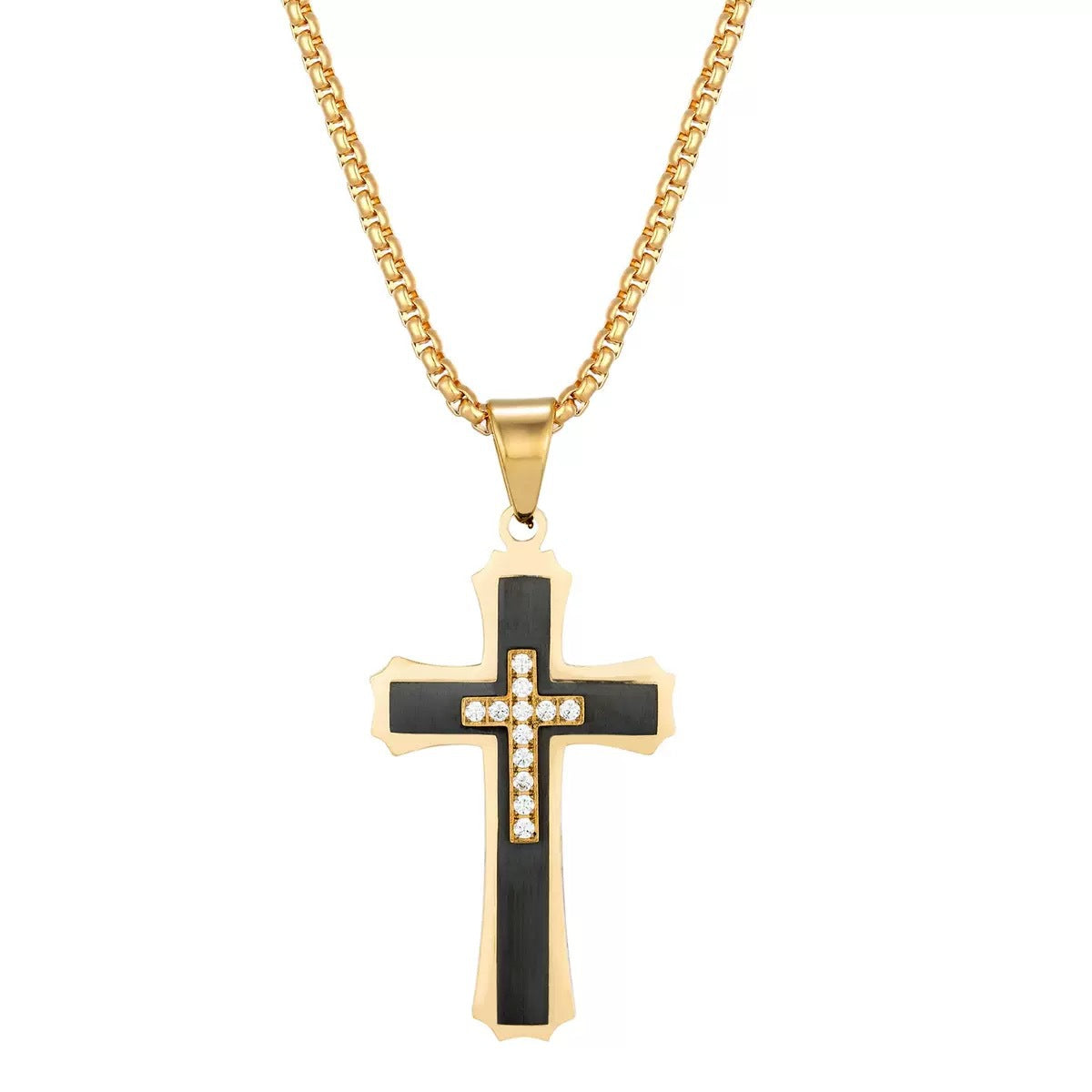 1. Planderful Stainless Steel Cross Pendant Necklace For Men Hip Hop Style Gift Worthy Jewelry