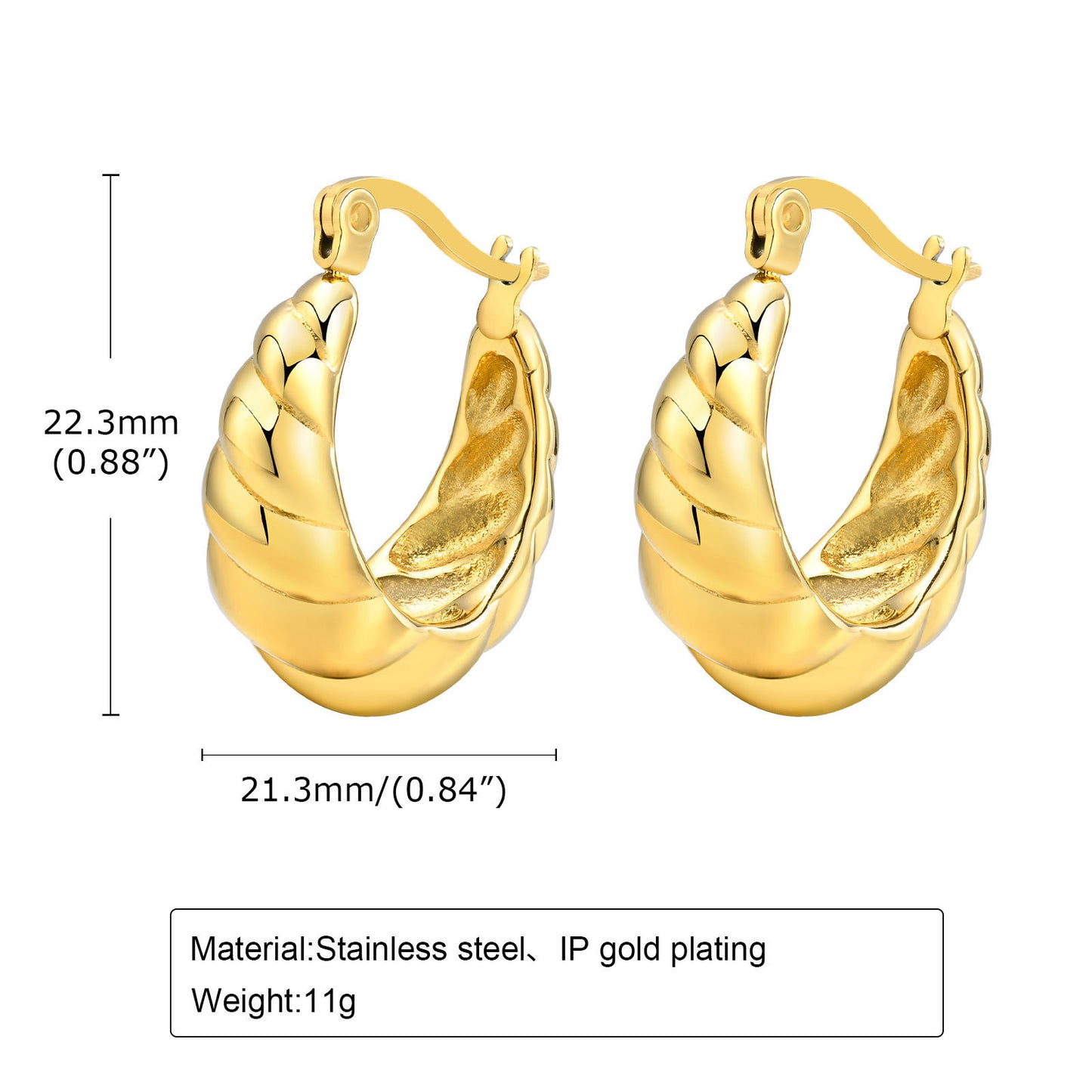 Cross-Border Earrings Wholesale Stainless Steel Women's Fashion Twist Earrings Gold