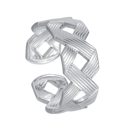 Planderful Stainless Steel Cross Ring With Adjustable Open Design Geometric Line For Women And Men Protection Statement