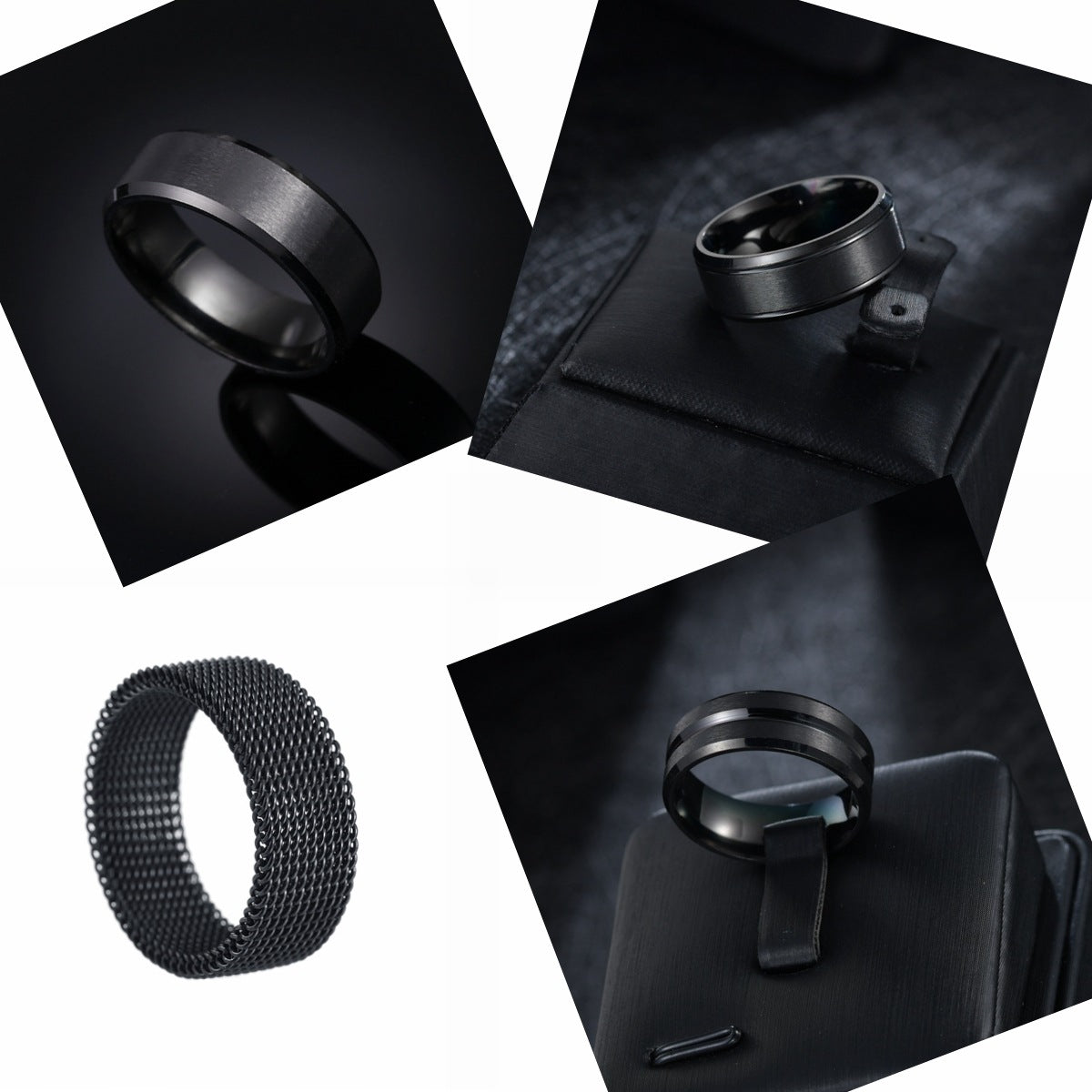 European Elegance Men's Titanium Ring with Black Plating - Stainless Steel, 8mm Width