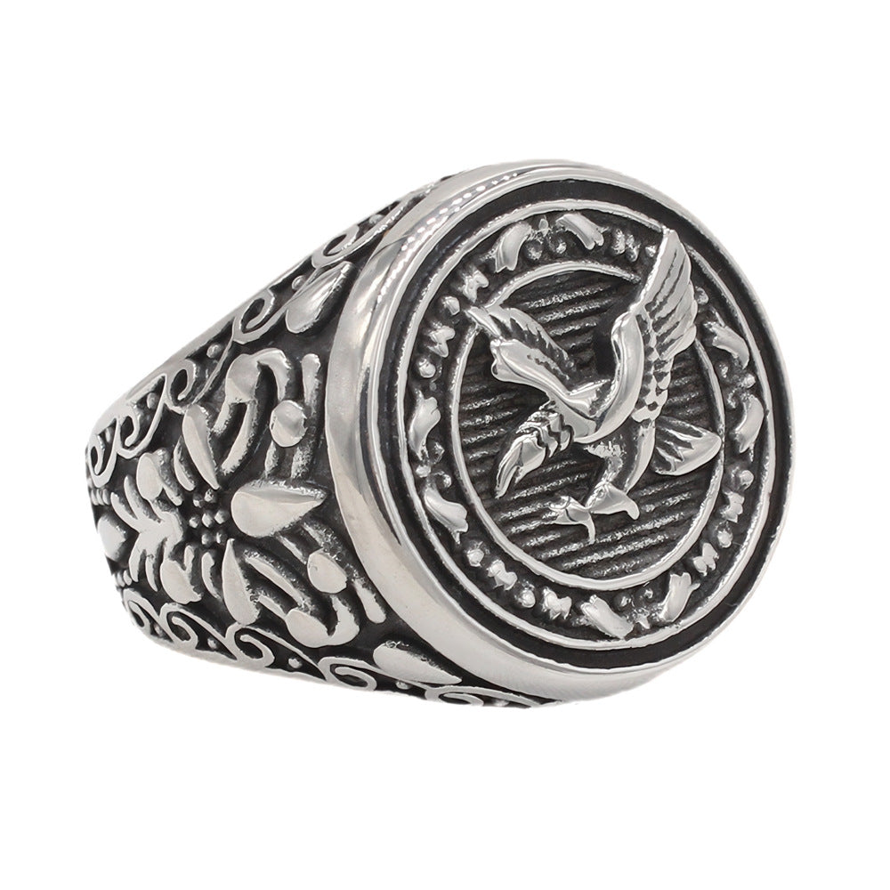 Planderful Titanium Steel Ring For Men Unisex Retro Eagle Protection Statement Everyday Genie