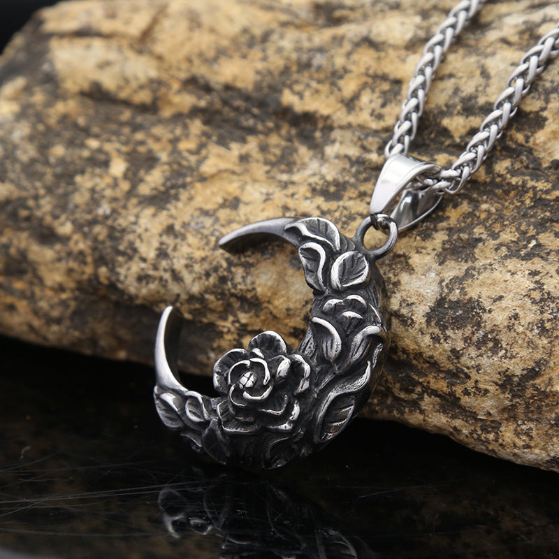 Punk Rose Stainless Steel Men's Pendant Necklace