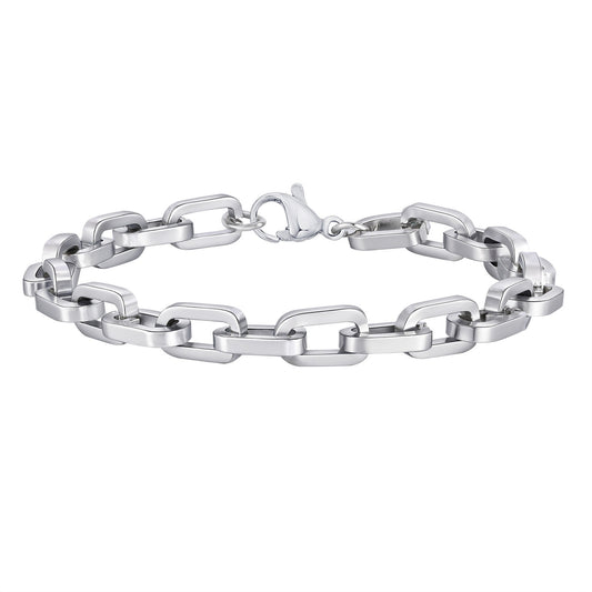 Titanium Steel Men's Europe – America – Stainless Steel Square Handmade Chain Bracelet
