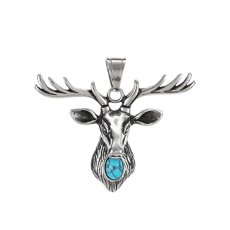 Animal Elk Cobra Dinosaur, Halloween Spider Horns Skull Titanium Steel Men's Pendant Necklace