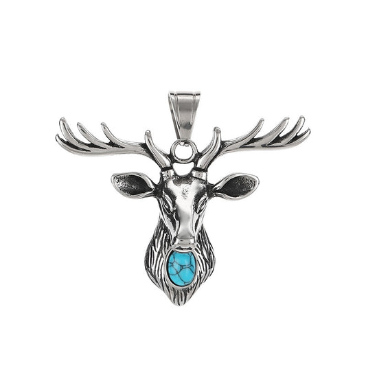 Animal Elk Cobra Dinosaur, Halloween Spider Horns Skull Titanium Steel Men's Pendant Necklace