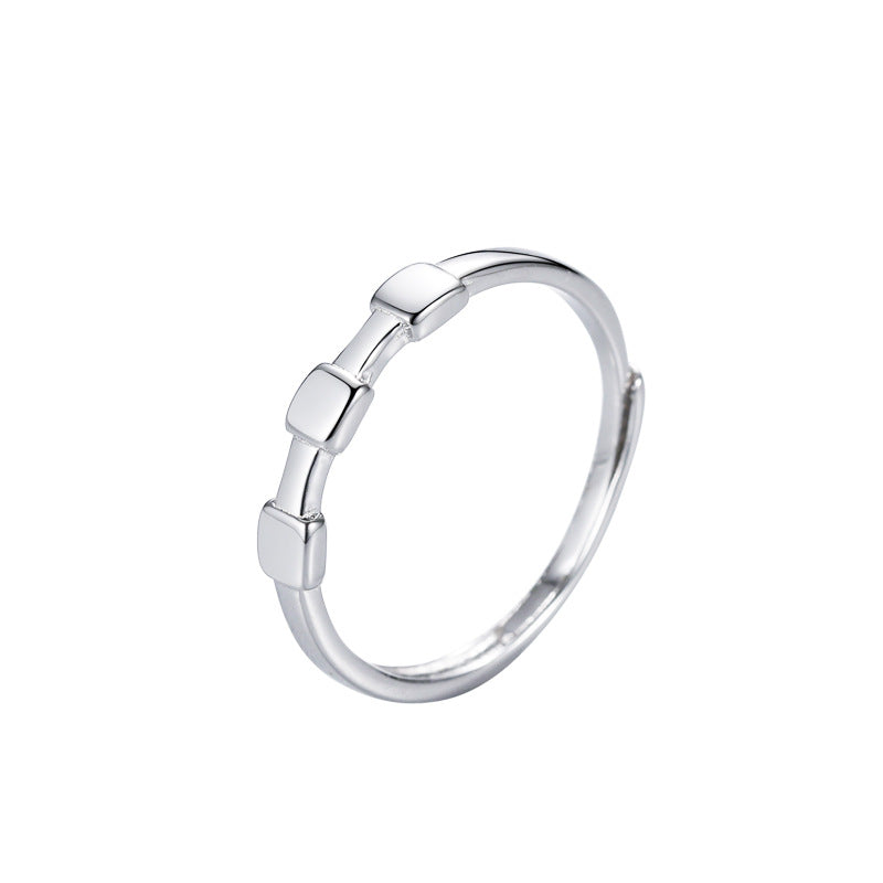 Planderful Sterling Silver Ring For Women Adjustable Square Minimalist Design Premium Niche Fashion Accessory