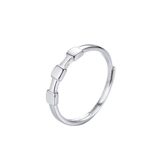 Planderful Sterling Silver Ring For Women Adjustable Square Minimalist Design Premium Niche Fashion Accessory