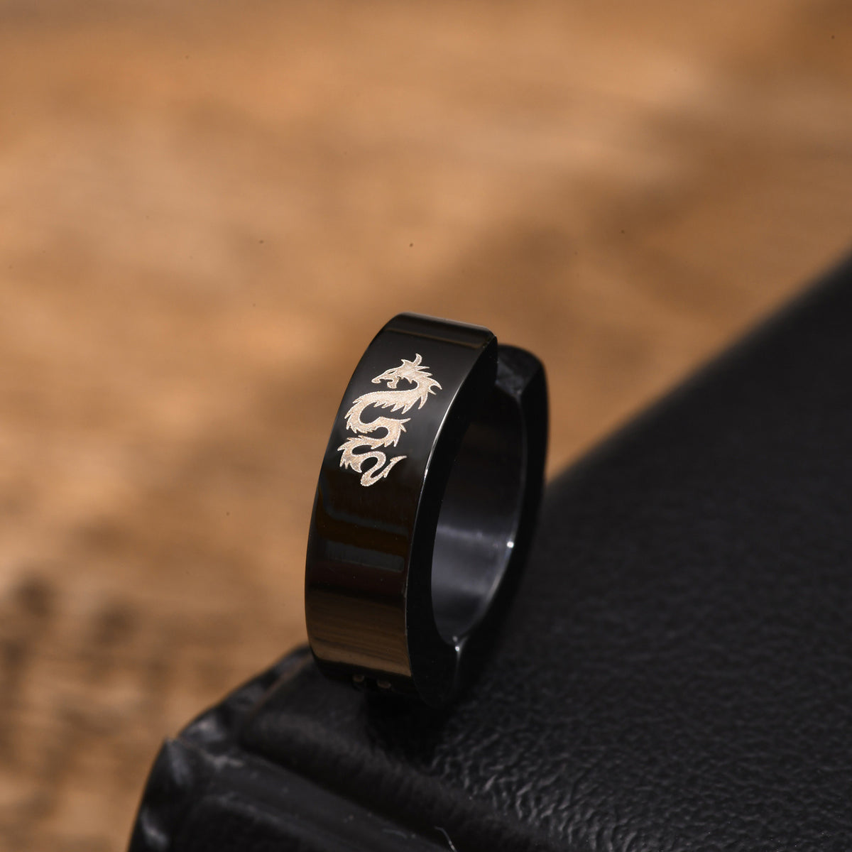 Black Dragon Stainless Steel Hoop Earring — Single