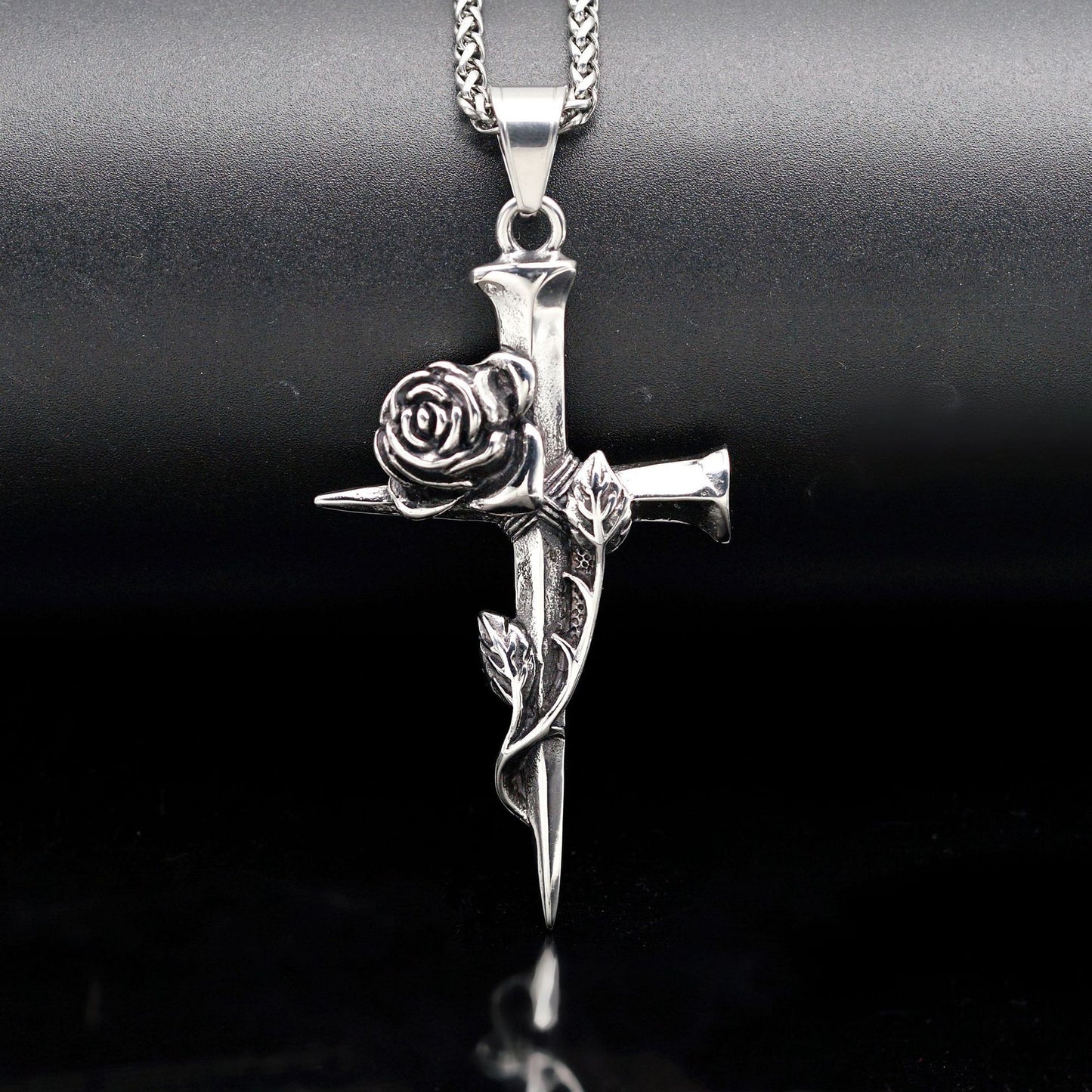 Steel Necklace – Vintage Cross Pendant