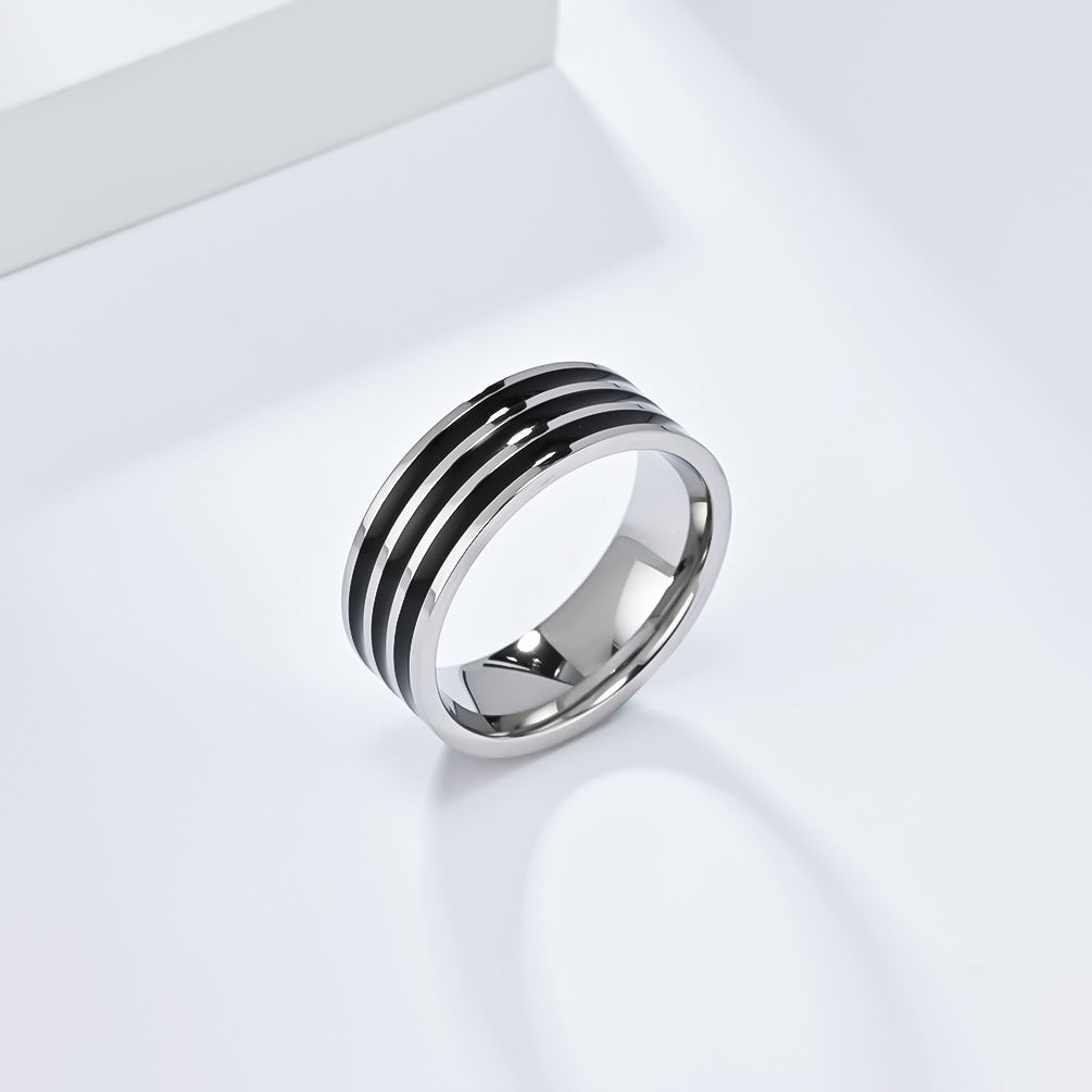 Cross-Border European and American Titanium Steel 18K Gold Three-Piece Set Oil Drop Ring Jewelry for Men and Women