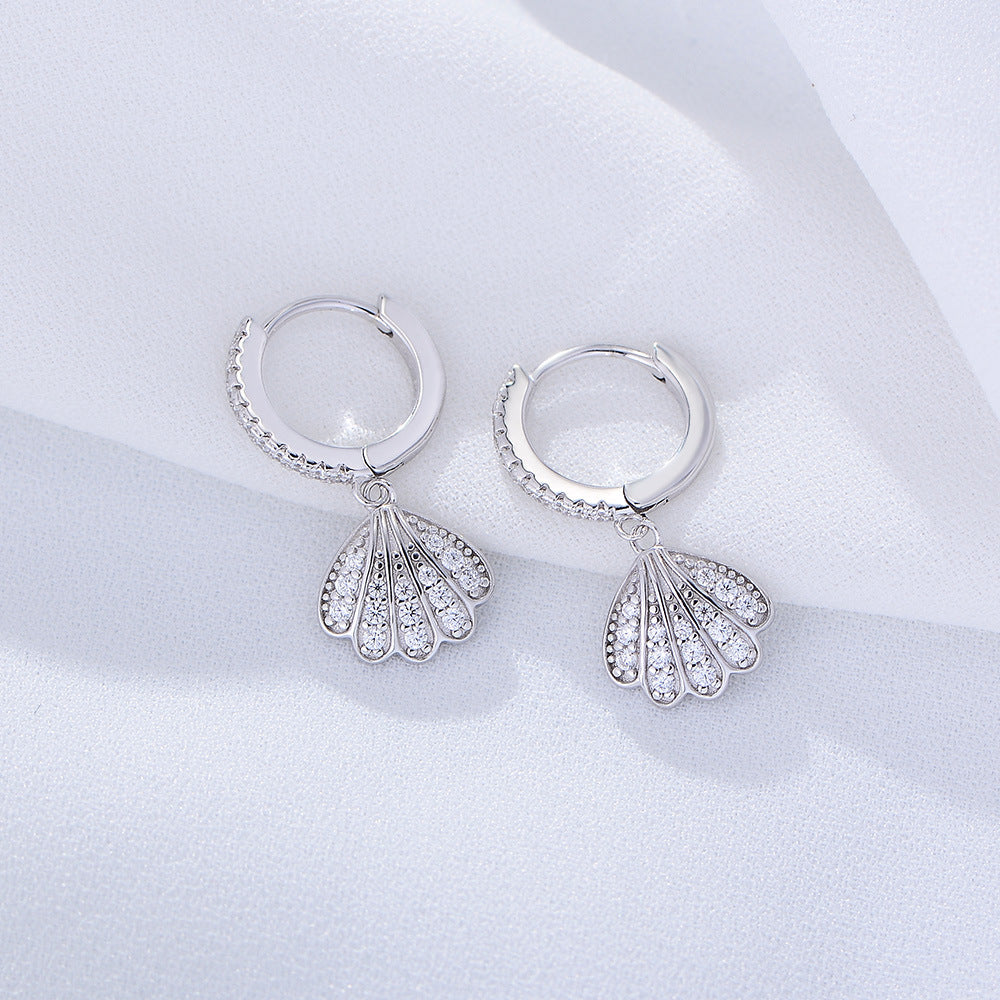 Jewelry S925 Silver Geometric Fan Full Zircon Earrings, High-End Earrings, Creative And Ear