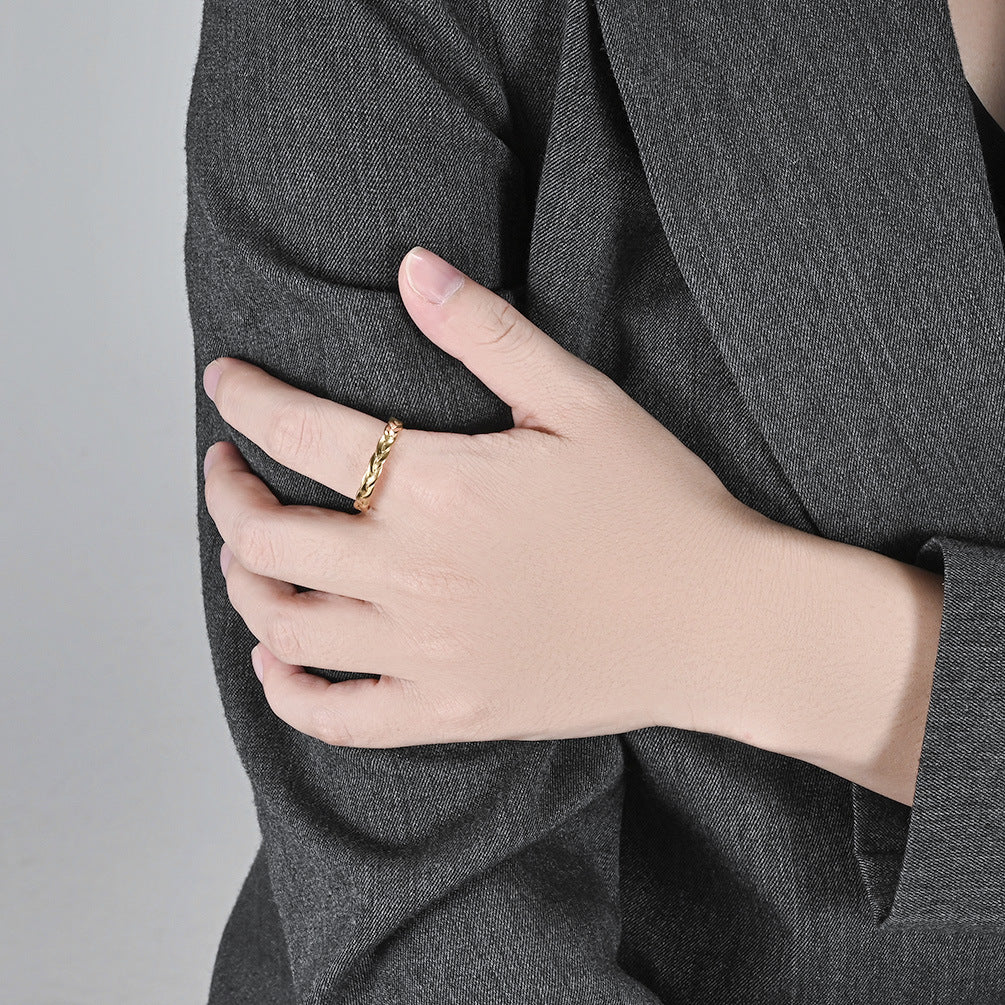 Planderful Titanium Steel Ring For Trendsetting Fashion Lovers Braided Chain Minimalist Luxury Jewelry Sizes 5 To 10