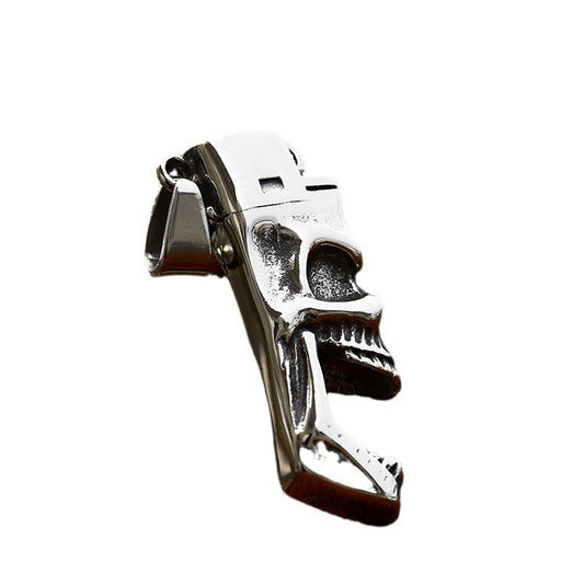 Punk-Inspired Hip Hop Titanium Steel Skull Pendant: Retro Lighter Bottle Opener for Men