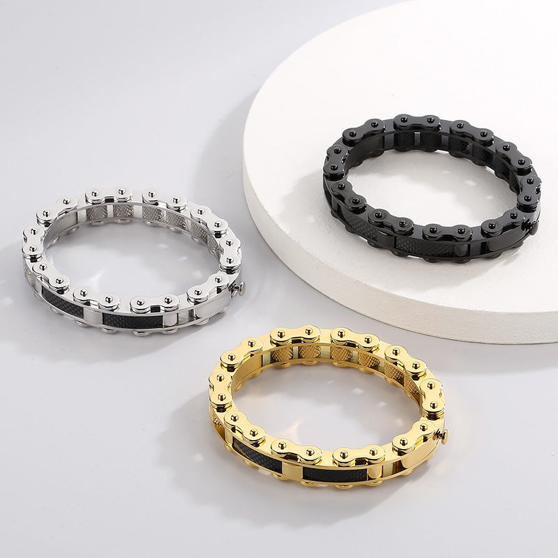 Custom Cool Wholesale Steel Locomotive Bracelet for Men – European and American Hip-Hop Rock Style