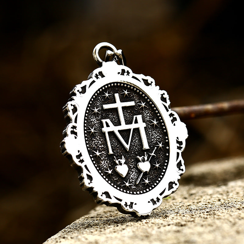 Titanium Steel Grim Reaper Skull Pendant - Retro European and American Magic Mirror Jewelry for Men