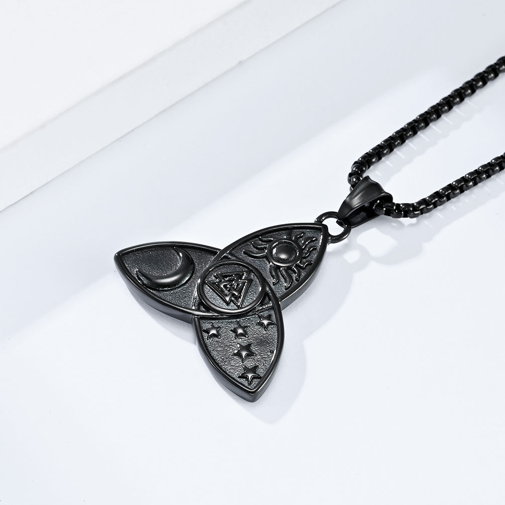 Planderful Nordic Celtic Triangle Knot Necklace Titanium Steel Pendant For Mythical Odin Star Moon Sun Trinity Lovers