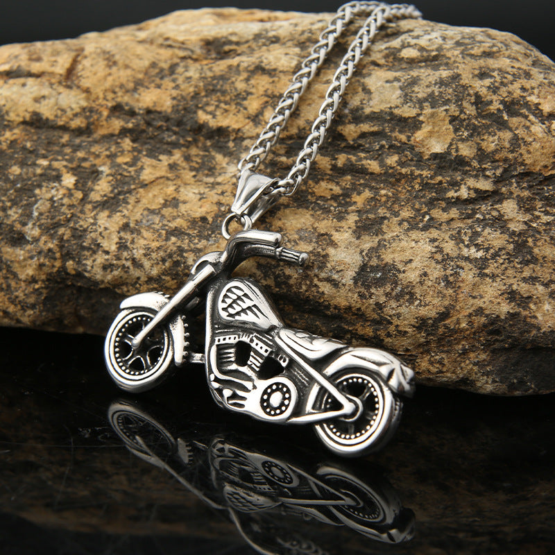 Stylish Motorcycle Pendant Stainless Steel Necklace Jewelry for Men
