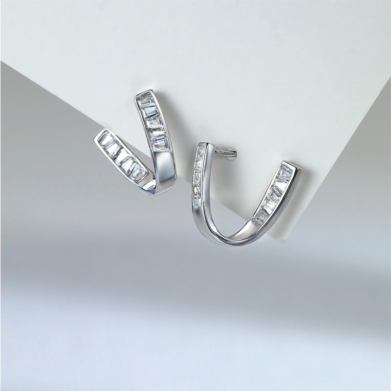 U-Shaped Stud 925 Sterling Silver Earrings