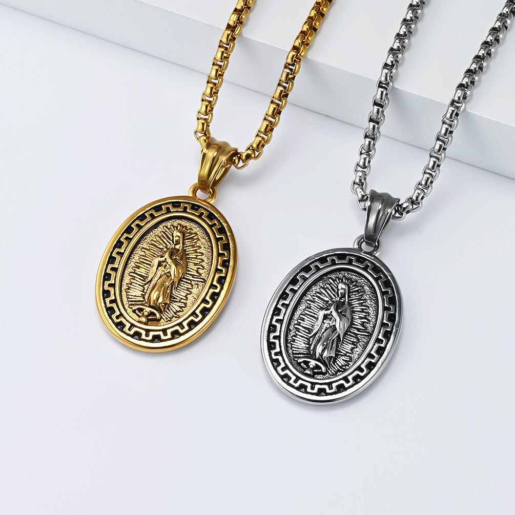 Planderful Madonna Portrait Necklace Unisex Retro Hip Hop Style Pendant For Bold Fashion Lovers