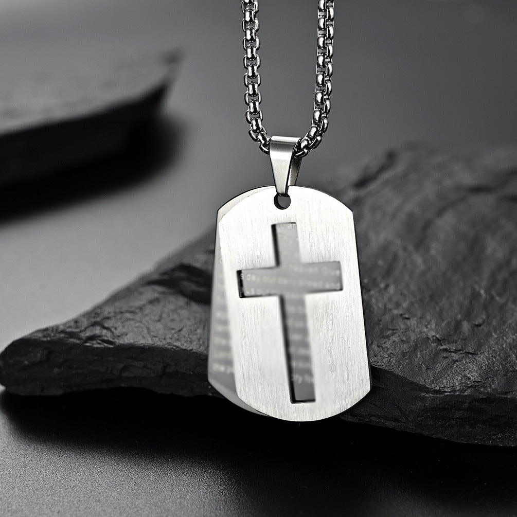 Amazon Hollow Cross Army Necklace Stainless Steel Double Cross